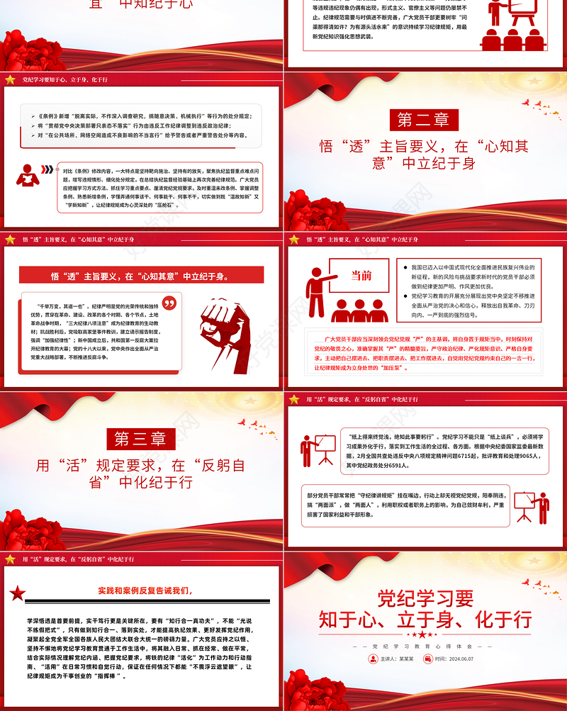 2024年党纪学习教育PPT红色简洁要知于心立于身化于行党课课件