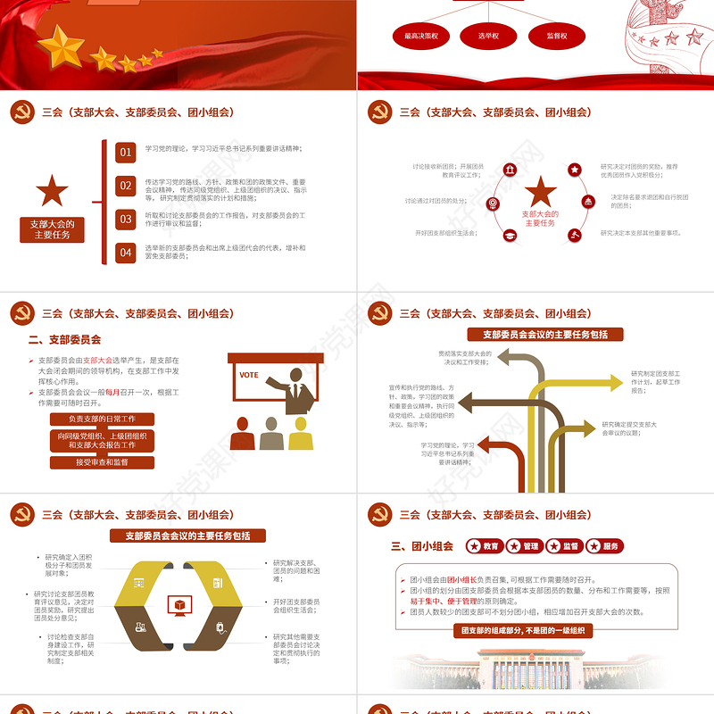 2021三会两制一课PPT红色简洁保持和增强政治性先进性群众性推进从严治团共青团团课模板