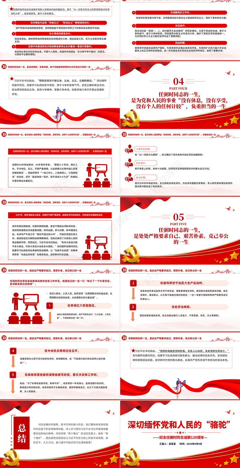 2024年纪念任弼时同志诞辰120周年党史人物介绍党课PPT课件