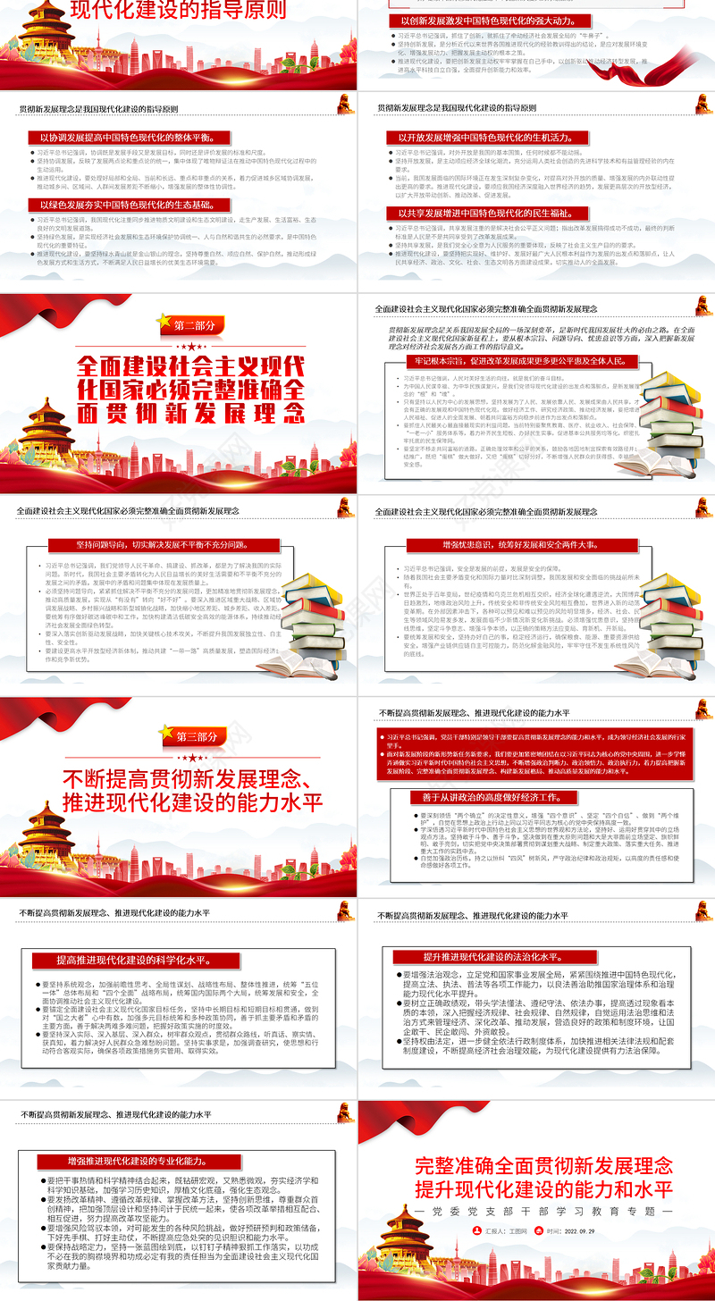2022完整准确全面贯彻新发展理念提升现代化建设的能力和水平PPT党建风基层党委党支部干部学习教育专题党课课件