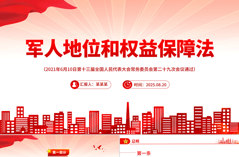党政风《军人地位和权益保障法》全文PPT课件