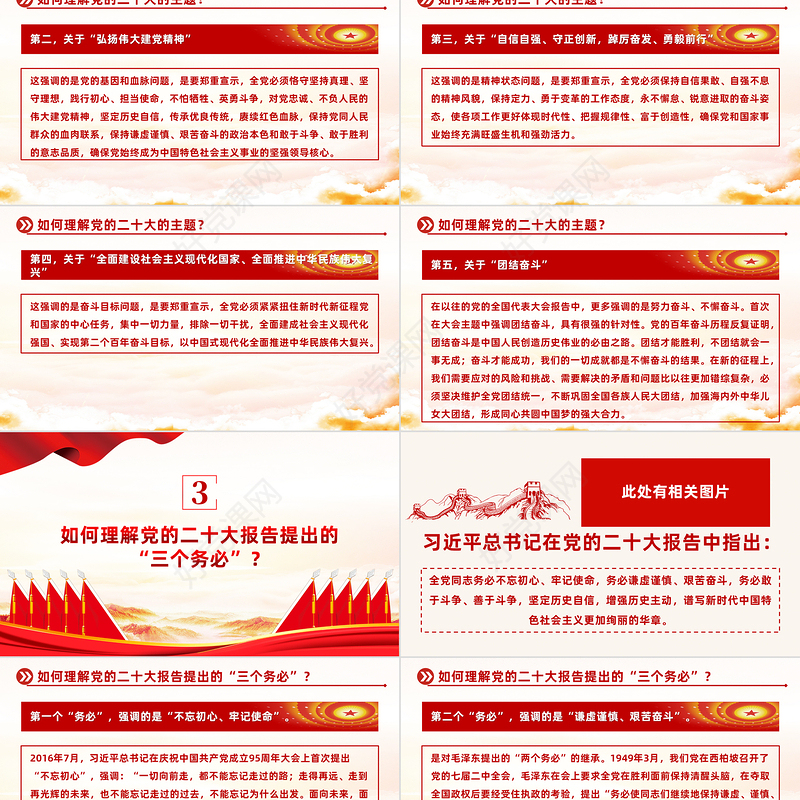 2022党的二十大学习辅导百问PPT精美党政风学习贯彻党的二十大精神党支部建设党政活动知识教育辅导党课课件模板