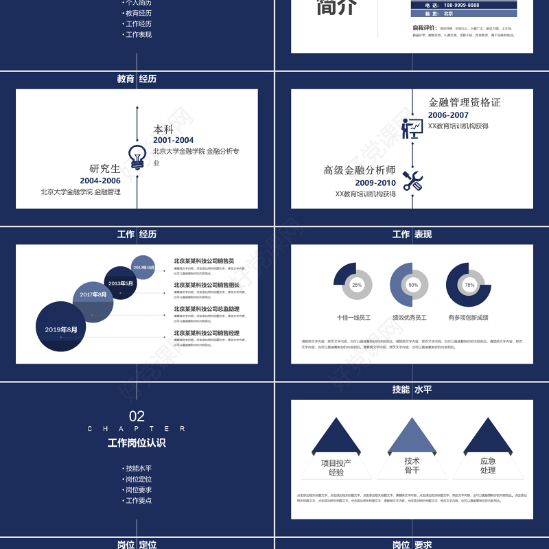 原创蓝色极简岗位竞聘报告竞岗演讲求职简历PPT