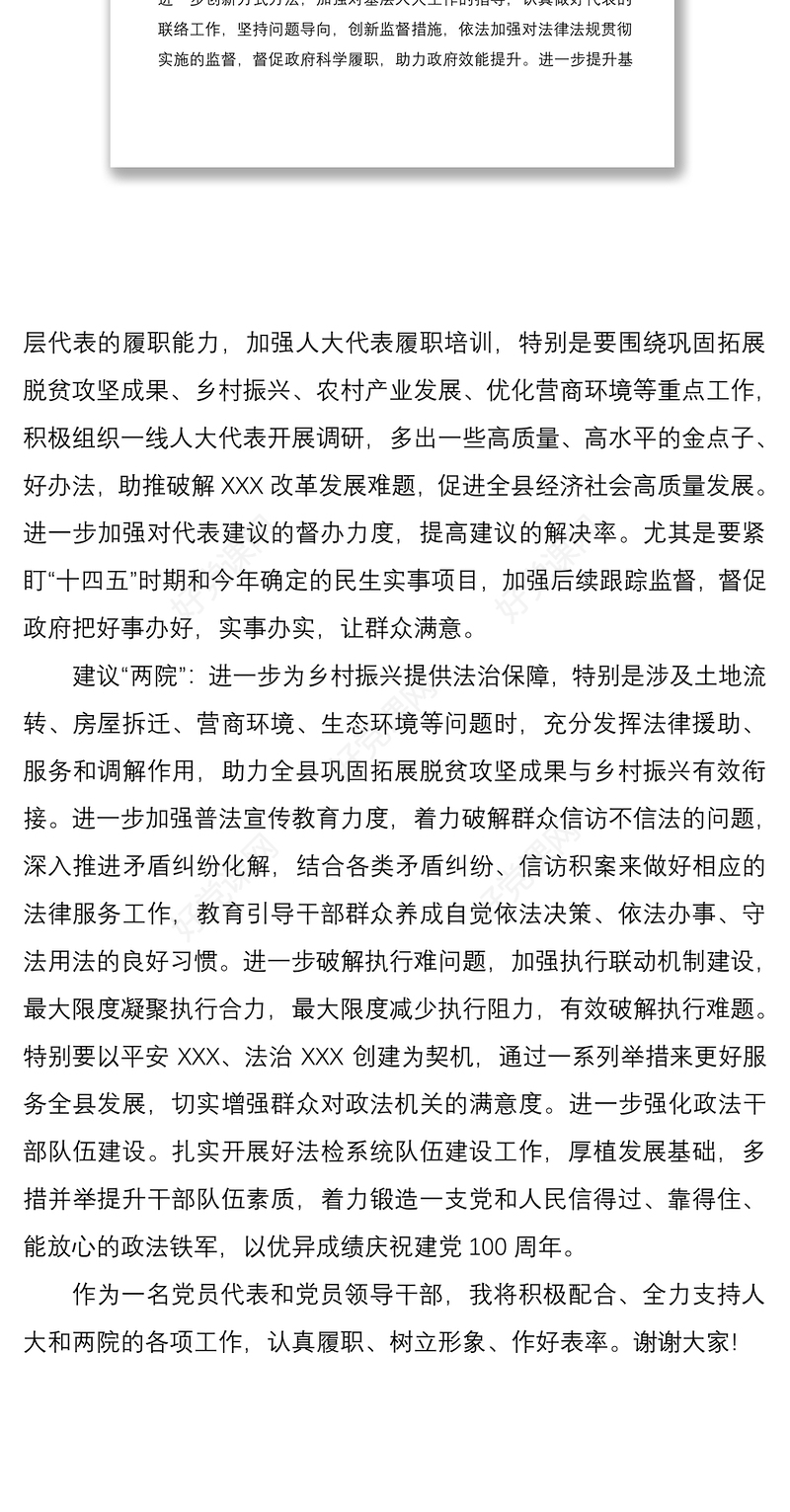 2021人大代表分组讨论发言提纲（人大、两院工作报告）