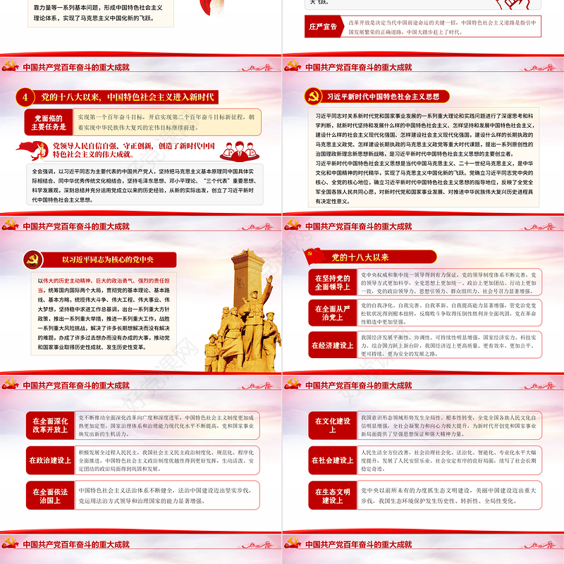 全面总结学习党的百年奋斗重大成就和历史经验PPT简洁风十九届六中全会公报内容介绍党课课件