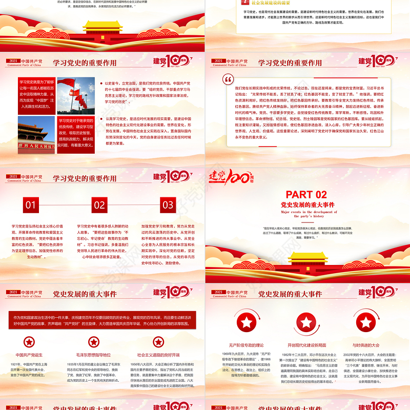 2021年建党节8090说党史庆祝中国共产党成立100周年PPT
