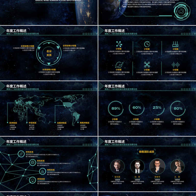 原创年度工作总结科技风星空互联网ppt模板