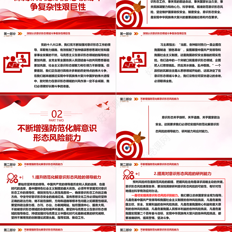 在防范化解意识形态风险阵地上增兵遣将ppt大气精美风坚定维护国家意识形态安全党组织党群党员专题党课课件