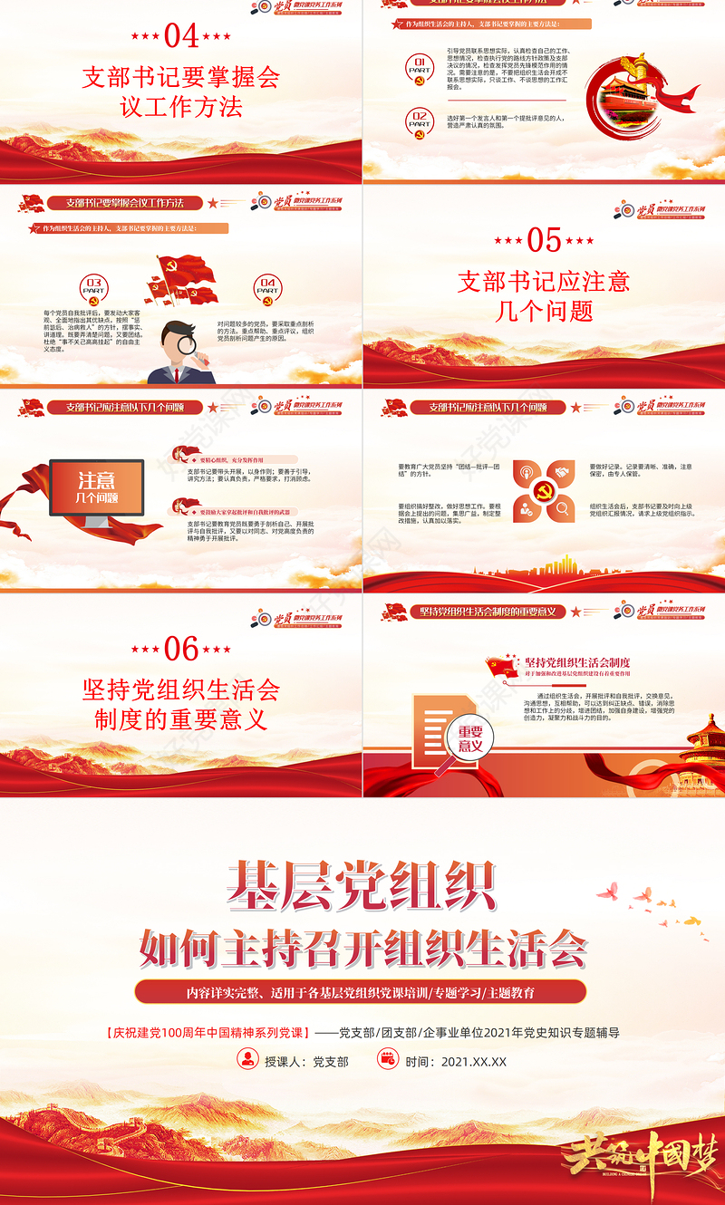 基层党组织党委党支部组织生活会党员微党课模板