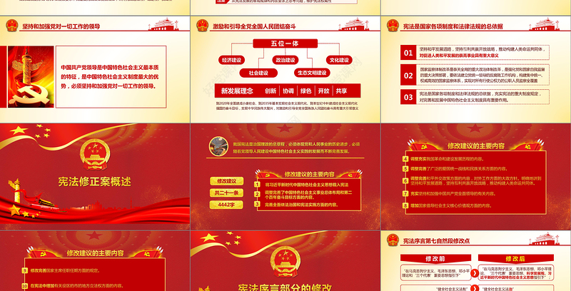 中华人民共和国宪法修正案学习解读新宪法PPT模板