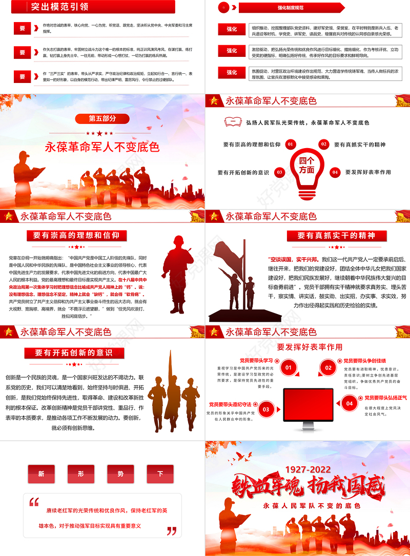 铁血军魂扬我国威PPT党政风2022年八一建军节专题党课课件模板
