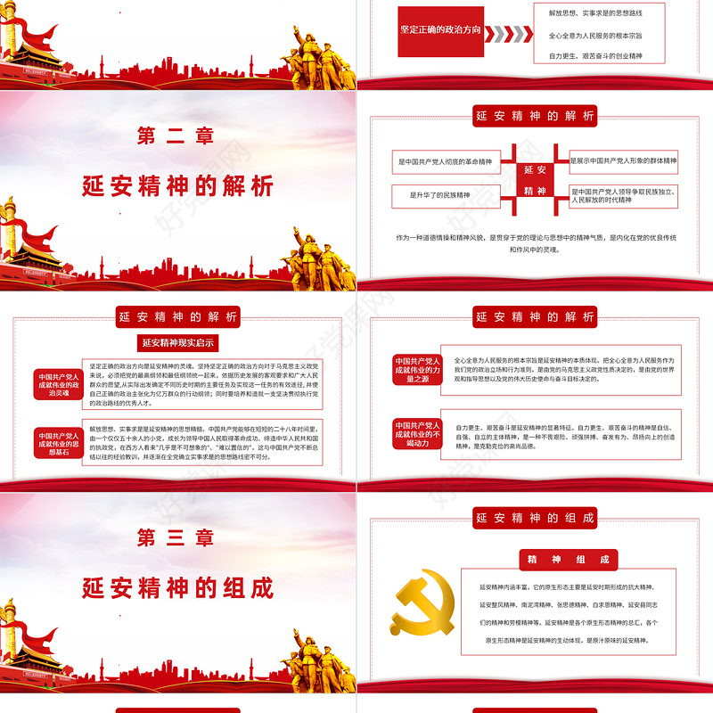 红色简洁弘扬延安精神勇担时代使命学习解读PPT