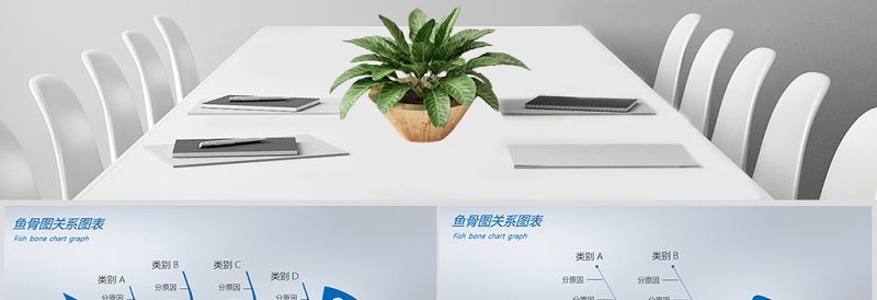 鱼骨图PPT品管圈QC图表PPT模板