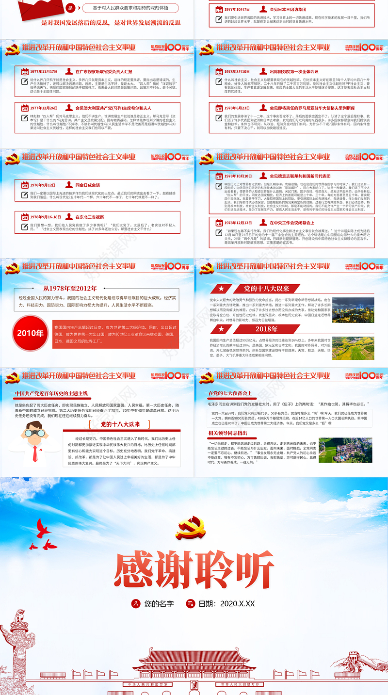 蓝色大气剪纸风从百年历史看党的初心和使命七一建党节建党100周年党课PPT