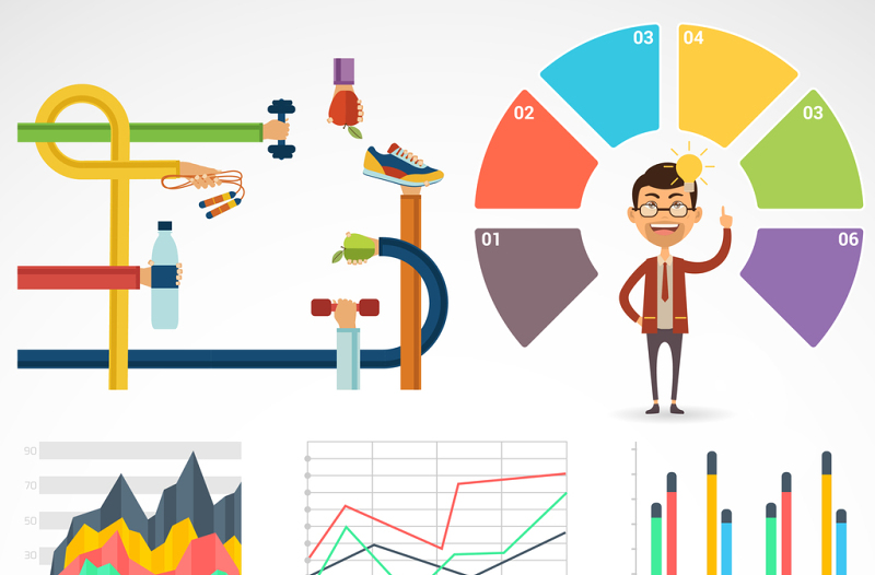 彩色信息表PPT矢量图形图标-含多个ppt元素