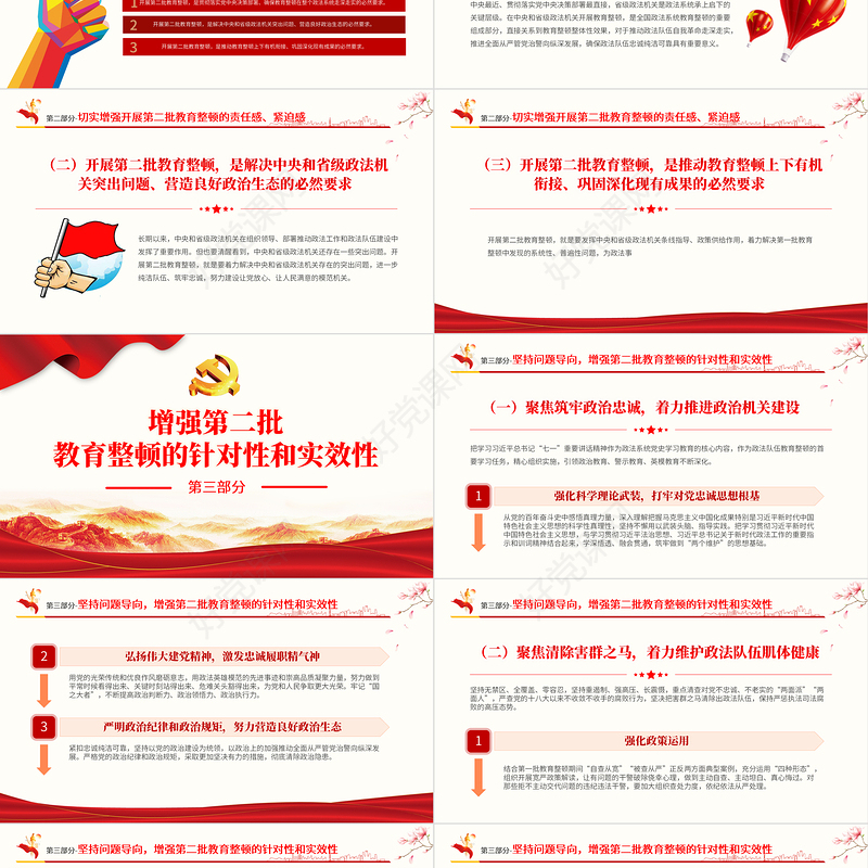 2021学习开展全国第二批政法队伍教育整顿PPT专题系列党课课件模板下载