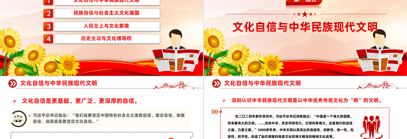 精美党政风新时代新的文化使命的四个向度PPT课件模板