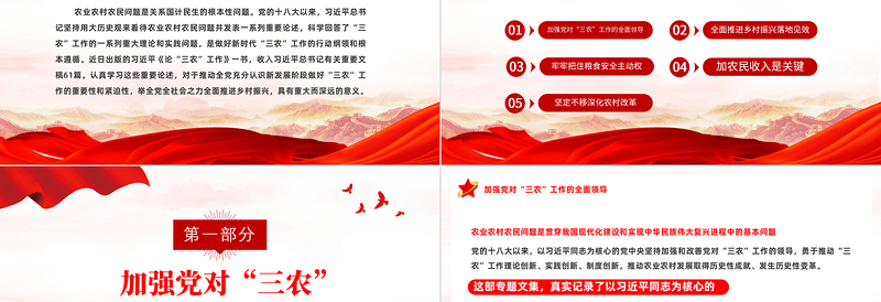 2022新时代三农工作的行动纲领和根本遵循PPT党建风深入学习《论三农工作》专题党课课件模板