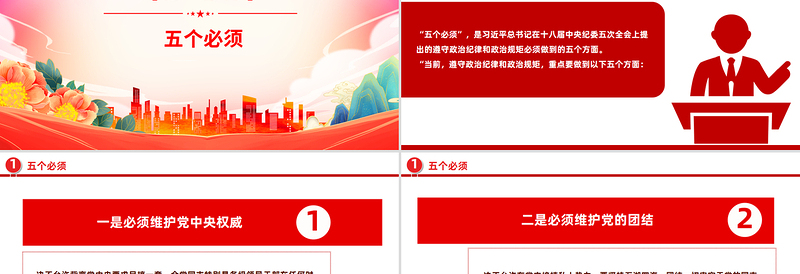 简洁实用五个必须 七个有之 十不准PPT党纪教育专题课件