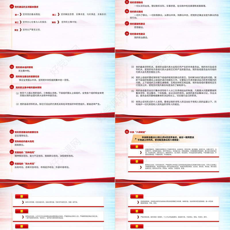 2021党员学习手册PPT党员基层党组织党务党建知识学习党课模板1