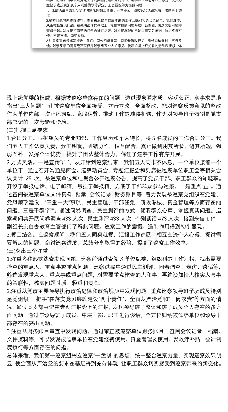 年度巡察组巡察工作总结