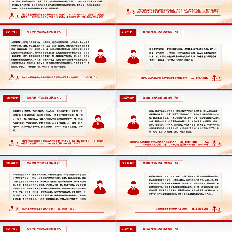 大气简洁习近平关于加强党的作风建设论述摘编（九）PPT系列党课