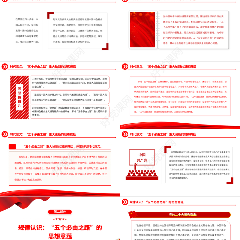 2023“五个必由之路”的思想意蕴与辩证关系论析PPT大气精美风党员干部学习教育专题党课课件