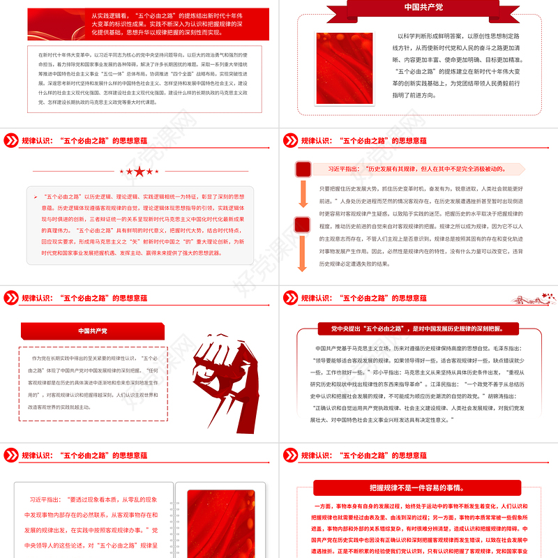 2023“五个必由之路”的思想意蕴与辩证关系论析PPT大气精美风党员干部学习教育专题党课课件