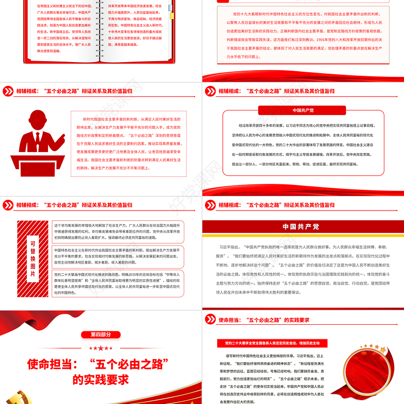 2023“五个必由之路”的思想意蕴与辩证关系论析PPT大气精美风党员干部学习教育专题党课课件