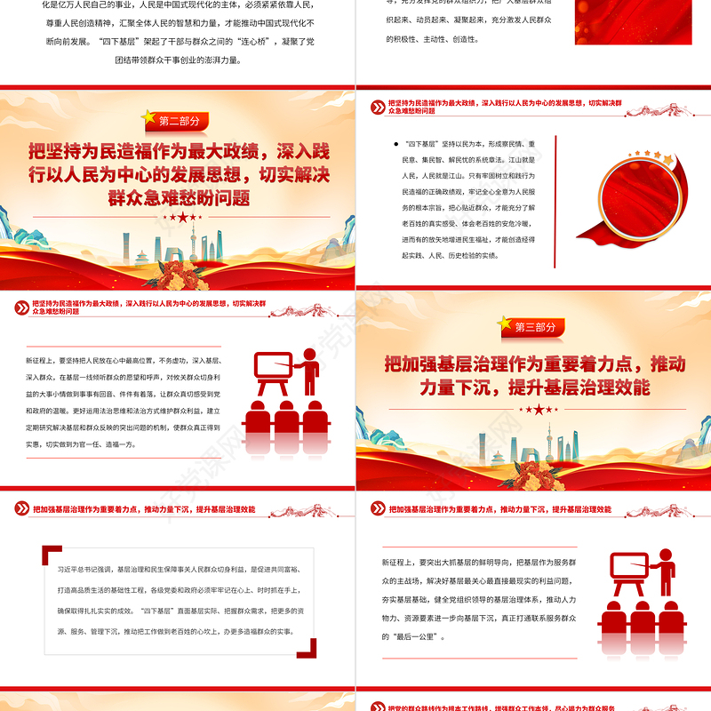 2023四下基层PPT简洁实用学习四下基层的深刻启示深入践行以人民为中心主题教育微宣讲
