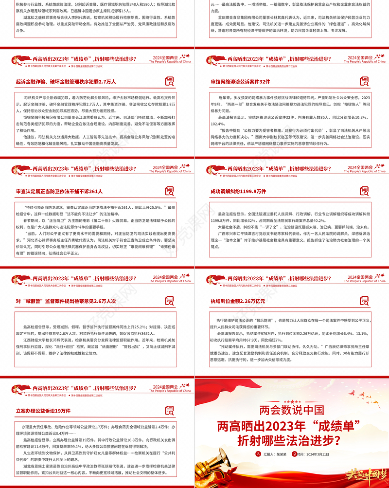 2024全国两会数说中国两高晒出2023年成绩单折射出的法治进步PPT下载