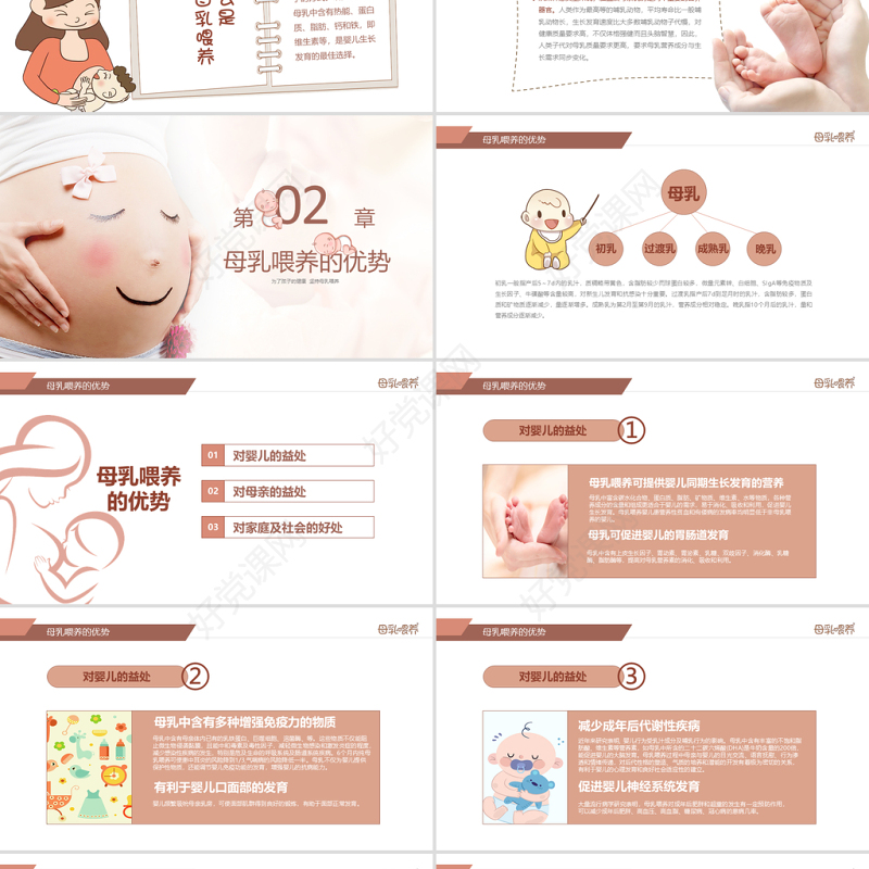 原创准妈妈母乳喂养知识培训亲子母婴PPT模板-版权可商用