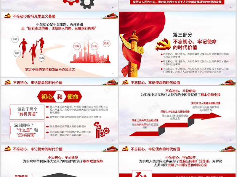 原创共产党不忘初心牢记使命主题学习教育微党课-版权可商用