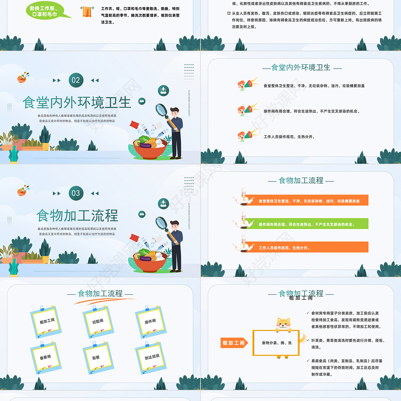 2022食品安全培训PPT简约卡通风幼儿园食品安全教育培训课件模板下载