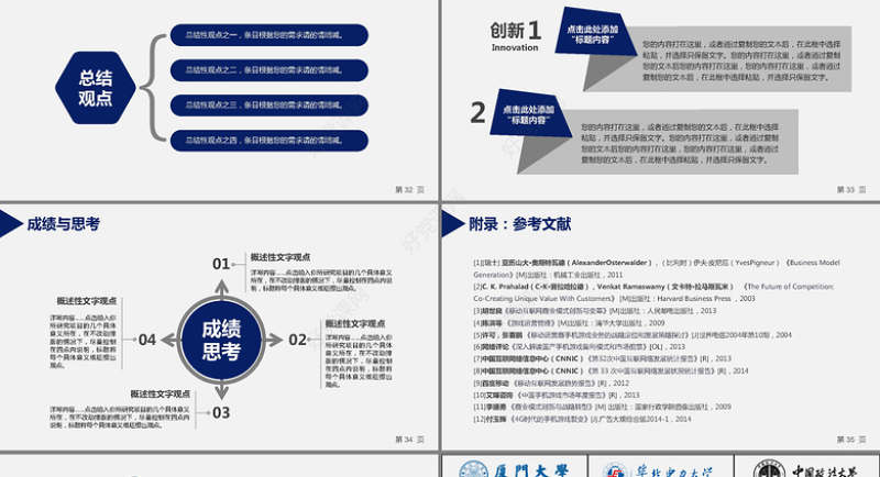 深蓝色大学生研究生毕业论文答辩PPT模板