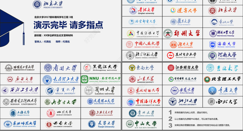 深蓝色大学生研究生毕业论文答辩PPT模板