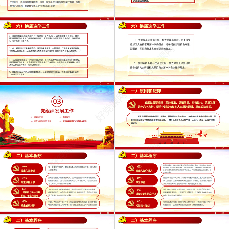 简洁党建风新时期基层党建工作报告指南PPT