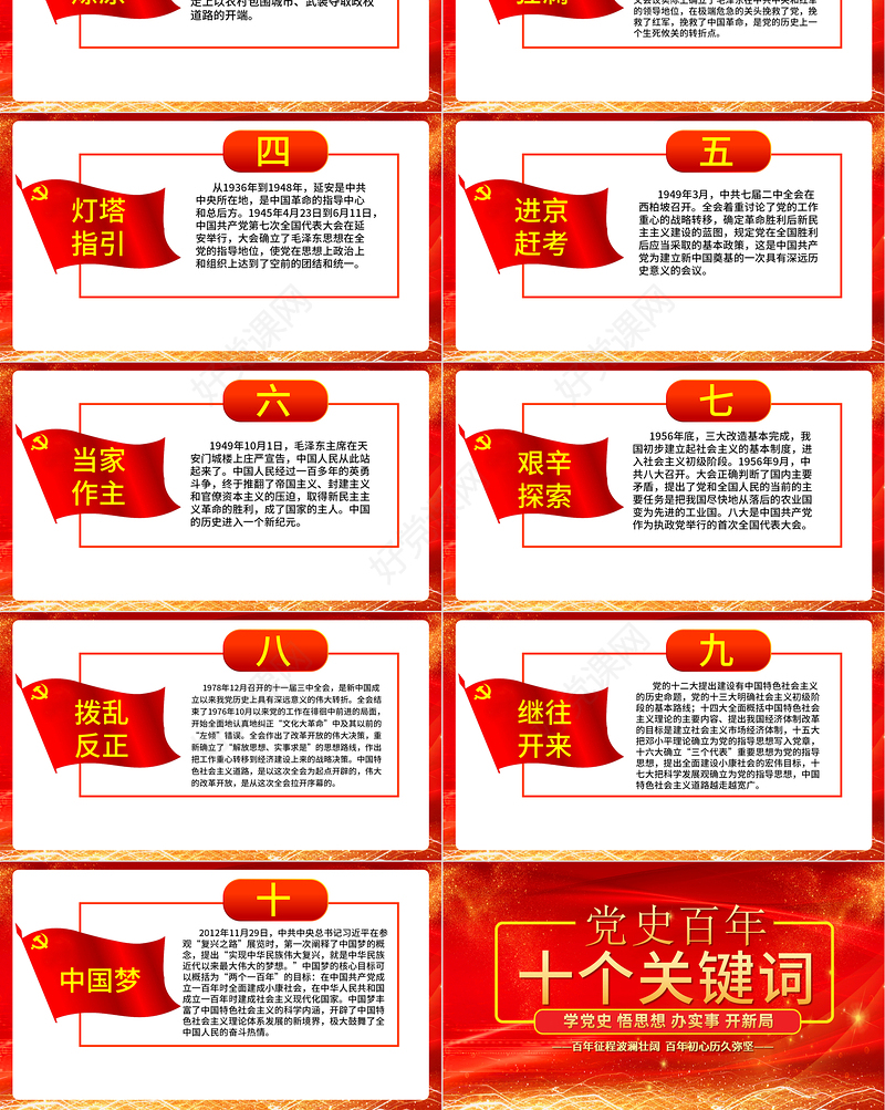 2021党史百年十个关键词PPT红色建党百年学党史国史系列专题党课课件
