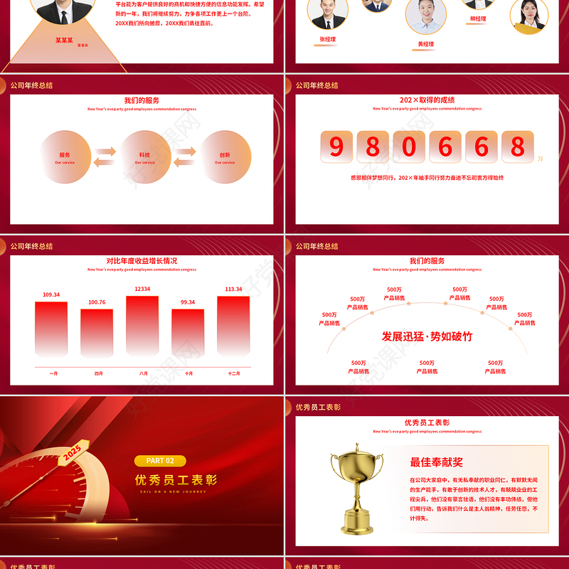 创意精美2025年新春蛇年晚会优秀员工表彰大会PPT下载