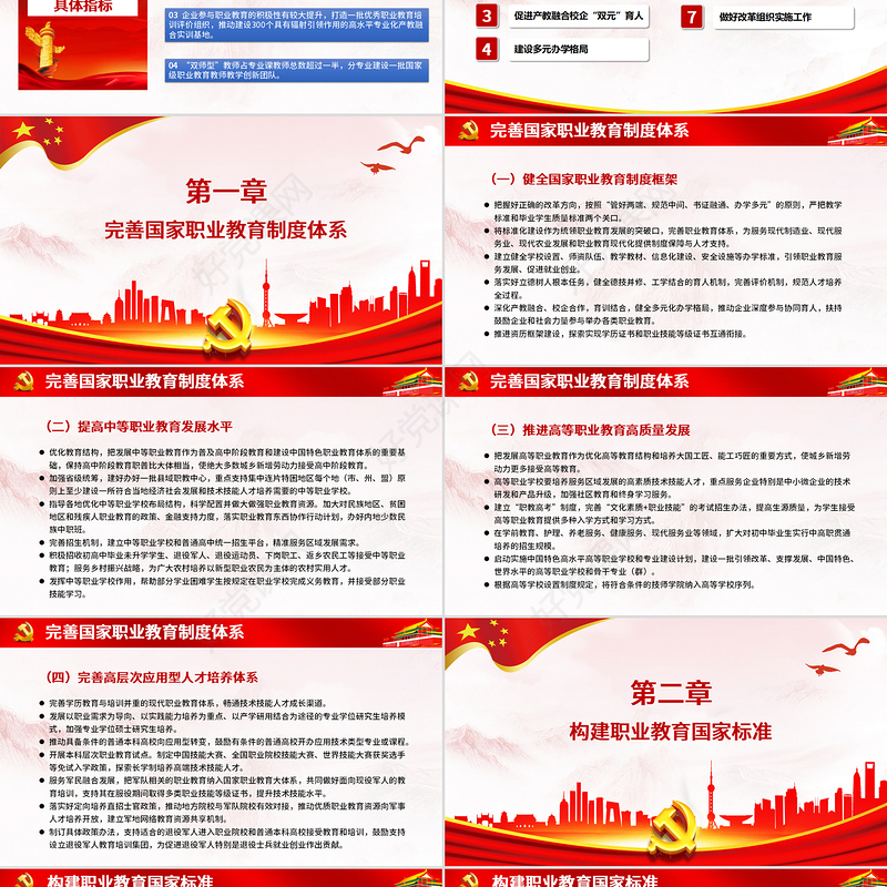 2019红色国家职业教育改革实施方案PPT