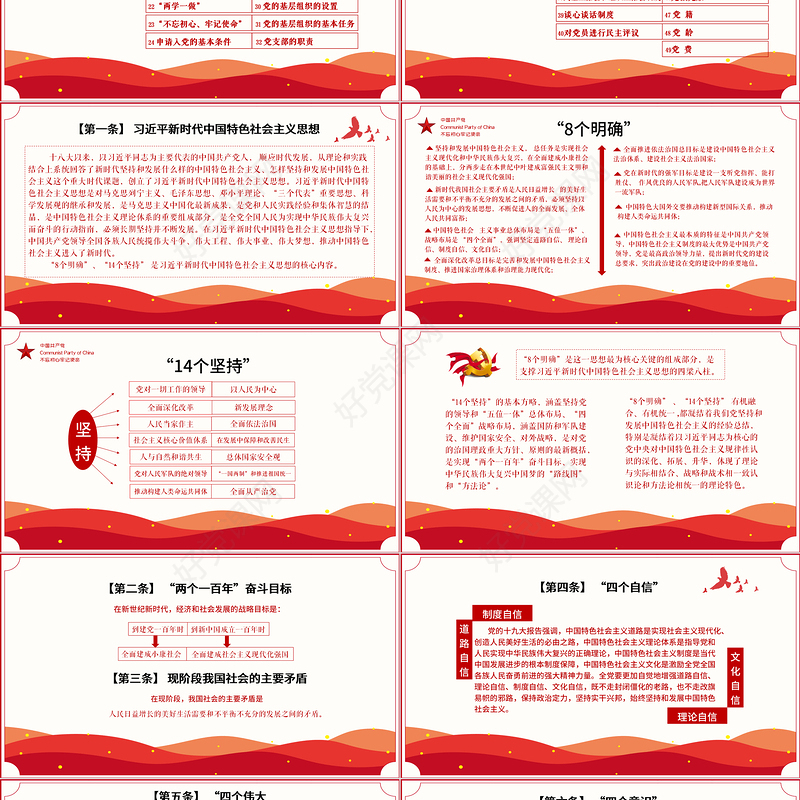 2021党员学习手册PPT党员基层党组织党务党建知识学习党课模板