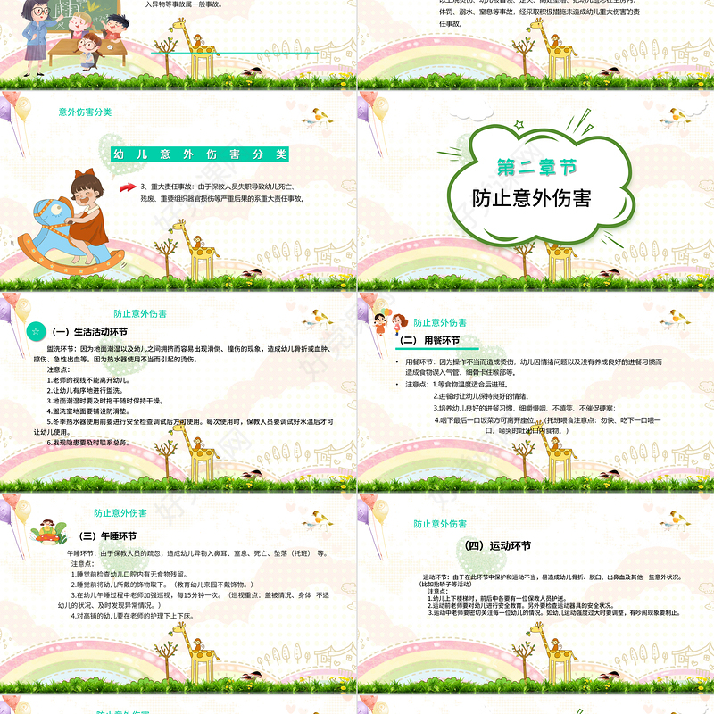 2021幼儿园意外伤害防范与处理PPT儿童安全教育幼儿园意外伤害处理专题课件模板下载