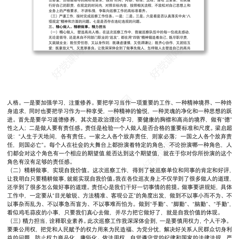 巡察干部鉴定表个人工作总结范文五篇