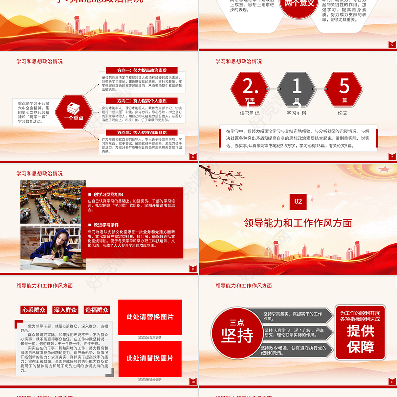 2021述职述廉述责报告PPT红色简洁党员干部年终工作总结汇报工作计划党建模板