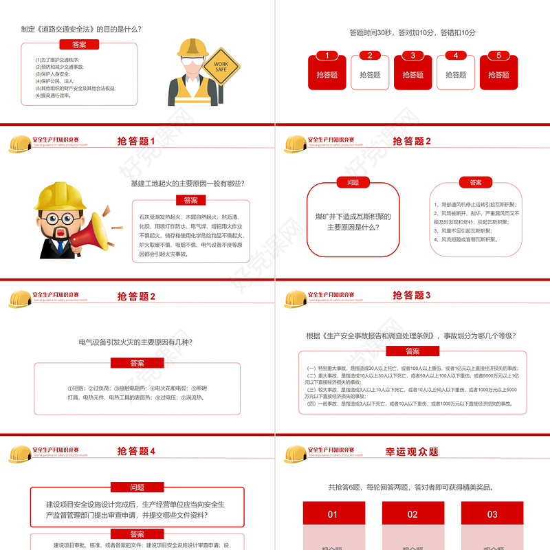2022安全生产月知识竞赛PPT红色简约风安全生产月知识竞赛专题课件模板