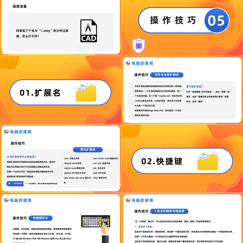 2022电脑办公基础操作PPT卡通风电脑办公基础知识介绍课件模板