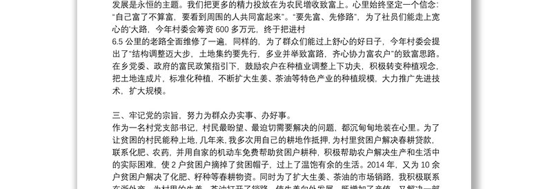 优秀村党支部书记典型发言三篇