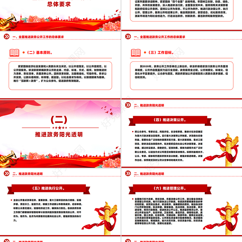 红色大气关于全面推进政务公开工作的意见PPT课件