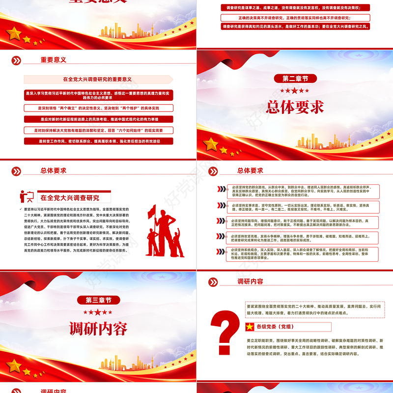 2023在全党大兴调查研究PPT极简党建风学习解读《关于在全党大兴调查研究的工作方案》专题课件模板