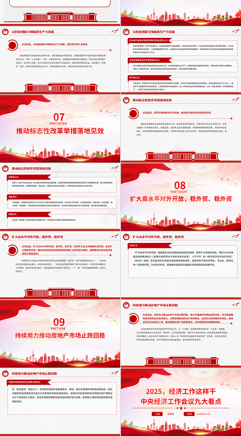 2025经济工作这样干PPT党政风中央经济工作会议九大看点课件下载